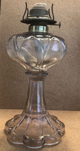 Antique Eapg Clear Glass Kerosene Oil Lamp No 2 Burner 10” Tall