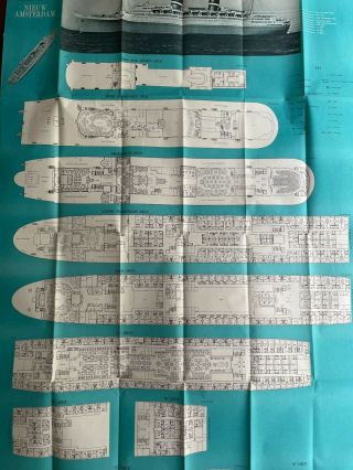 Ss Nieuw Amsterdam - Holland America Line | 1961 Miniature Deck Plan