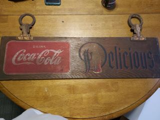 Large Vintage Coca Cola Soda Pop Wooden Sign