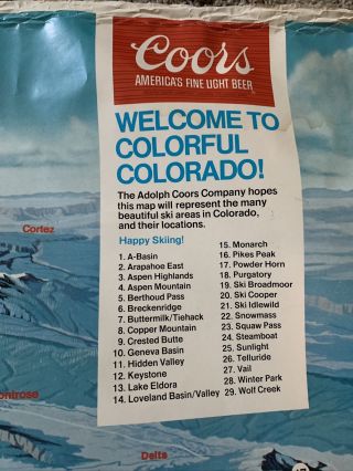 1979 Vintage Colorado Mountain Range Ski Resort Poster Map Coors Bill C Brown 2