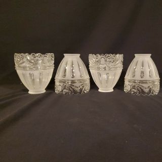 4 Pc Vintage Light Shade Ceiling Fixture Sconce Lamp Clear And Frosted Glass