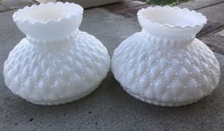 2 Vintage Milk Glass Lamp Shades Diamond Quilted