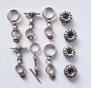 Vintage Sterling Silver Beads Necklace Or Bracelet Locks 54 Grams