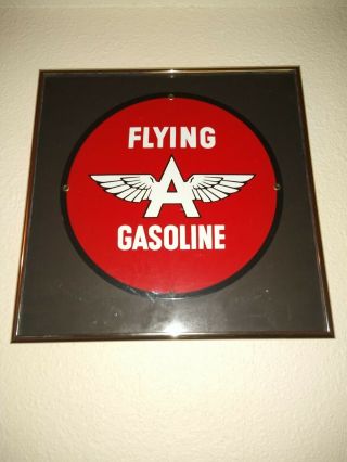 Vintage Flying A Gasoline Porcelain Sign Gas Station Pump Plat Motor Oil Service