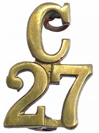 Ww1 Canadian Cef 27th Battalion C27 Collar Insignia Single