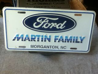 Dealer License Plate Vintage Martin Family Ford Morganton Nc Metal Rustic