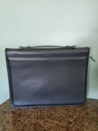 Vintage Coach Black Leather 3 Ring Zip Binder Portfolio W/handle