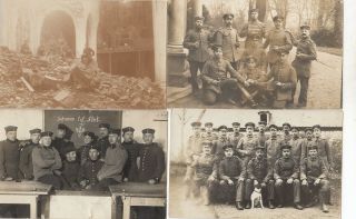4 Fotos Of German Ww1 Soldiers,  Postcard Size