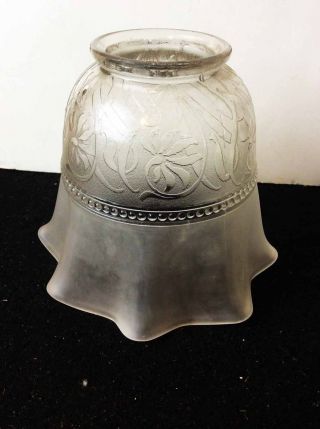 Antique 2 1/4” Fitter Art Nouveau Half Frosted Shade