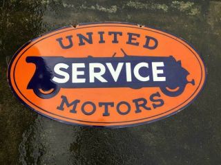 Porcelain United Motor Service Enamel Sign Size 20 " X 36 " Inches Double Sided