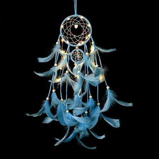Dream Catcher With Led Lights Handmade Feather Dreamcatcher Wall Hanging Blue