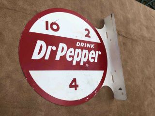 Drink Dr Pepper Soda 10 2 4 Painted Tin Advertising Flange Sign