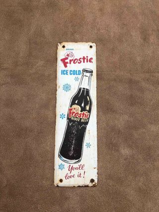 Frostie Root Beer Ice Cold Painted Tall Metal Door Push Plate Sign