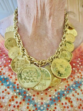 Vintage - The Franklin 24 Karat Plated Coin Necklace On Ebay $199