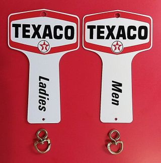Texaco Oil Co Vintage Men / Ladies Restroom Key Fobs W/original Boxes