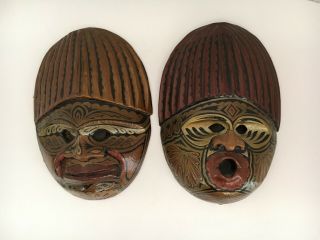 Tribal Hand Carved And Painted Wooden Mask Wall Hanging Decor