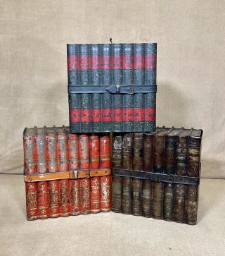 3 Huntley & Palmers Book Biscuit Tins Library Literature Dickens Early 1900s