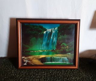 Vintage Waterfall Motion Light - Up Framed Wall Hanging,  Underwriters Laboratories