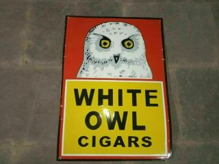 Porcelain White Owl Cigars Enamel Sign Size 33.  5 " X 24 " Inches