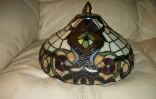 Vintage Tiffany Style Stained Glass Multi Color Lamp Shade With Hard Wear