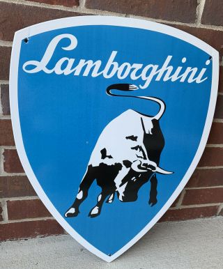 Large Heavy 24” Lamborghini Lambo Supercar Enamel Advertising Porcelain Sign