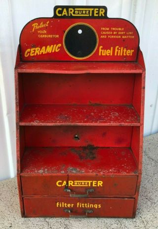 Carter Carbureter Fuel Filter - Metal Counter Display Cabinet - Signage