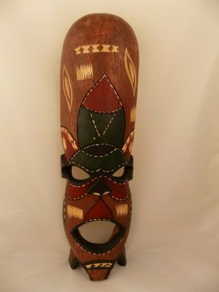 African Art Tribal Hand Carved Wooden Face Mask 15 Inches Long - - Decorative