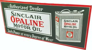Porcelain Sinclair Opaline Motor Oils Enamel Sign Size 48 " X 20 " Inches