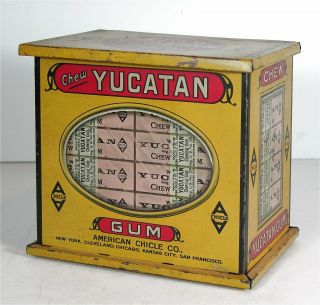 1917 Adams Yucatan Chewing Gum Tin Litho Countertop Display Tin Country Store