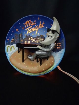 RARE McDONALDS ad icon MAC TONIGHT moon man toy figure 3D Collectors Plate LAMP 3