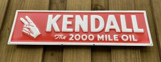 Vintage Kendall Motor Oil Embossed Metal Sign Porcelain Usa Gas 2000 Mile Lube