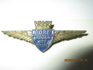 Vintage Large Boac Junior Jet Club Pin Badge - On The Presentation Card