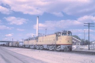 Railroad Slide - Union Pacific 31 Ge Rail U50 Locomotive Laramie Wy 1966 Train