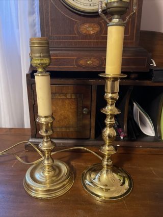 Baldwin Polished Brass Mismatched Candlestick Table Lamps