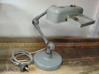 Vintage Industrial Adjustable Lite - Mite Shop Work Bench Light Lamp W/ Magnifier