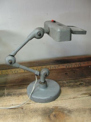 Vintage Industrial Adjustable Lite - Mite Shop Work Bench Light Lamp w/ Magnifier 2