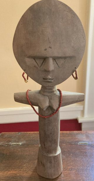 Vintage African Primitive Wooden Statue Woman Fertility 11 1/2” 3