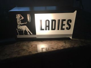 Vintage Ladies Art Deco Restroom Theater Lighted Sign