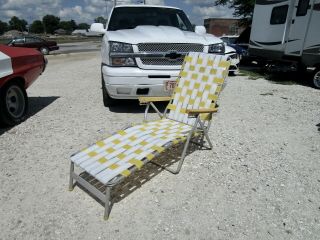 Vintage Aluminum Adjustable Lounge Chair Reclining Folding Patio Lawn
