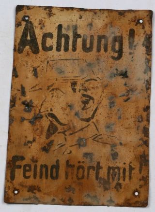 Ww2 German Sign Wwii Attention Spies Beware Of Conversations Germany Achtung F