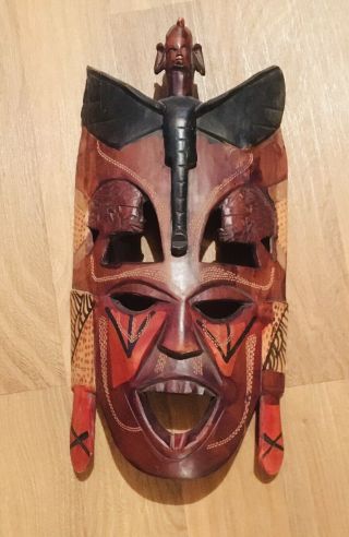 African Tribal Mask - Wood Wall Hanging 16”
