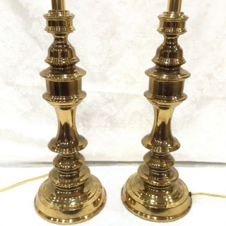 24” Pair Set 2 Vintage Leviton Brass Metal Base Table Lamps - See Details 6.  5”dm
