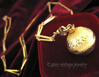 Vintage Bucherer Swiss 17 Jewel Gold Orb Ball Watch Pendant Amerikaner Necklace