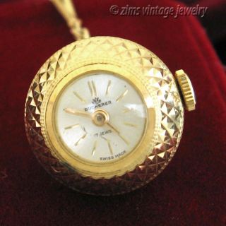 Vintage BUCHERER Swiss 17 jewel Gold orb Ball WATCH pendant Amerikaner necklace 3