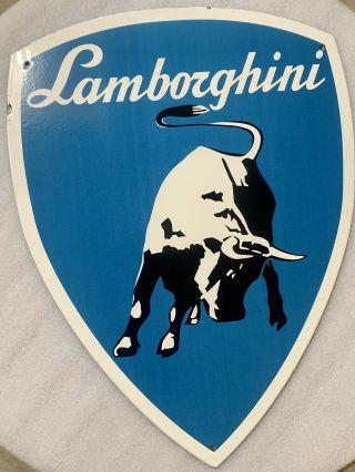 24 Inch Lamborghini Dealer Shield Porcelain Enamel Sign