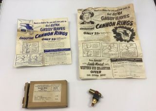 1951 Gabby Hays Cannon Ring Quaker Puffed Wheat Cereal Shooter Premium Toy Gun