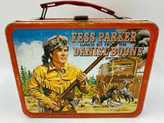 Vintage Fess Parker Daniel Boone Tv Show Metal Tin Lunch Box