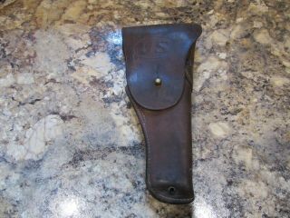 Wwi Us Army.  45 Brown Leather Hip Holster 1918 G And K Marked Missing Hook