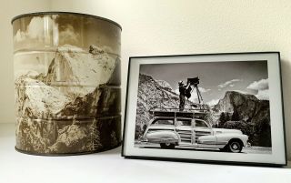 Ansel Adams Yosemite Hills Bros.  Coffee Can Tin W/ Photo Of Mr.  Adams
