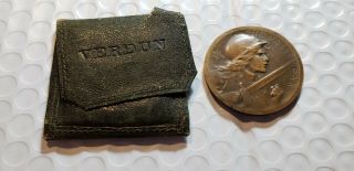 Orig Ww1 French / France Medallion " Verdun - 1916 " In Envelope With Document